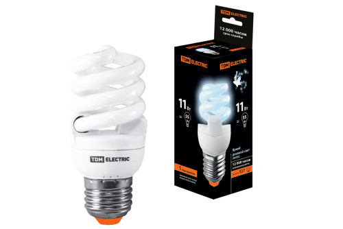 Лампа энергосберегающая КЛЛ-FSТ2-11 Вт-4000 К–Е27 (40х93 мм) TDM