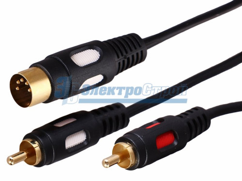 Шнур  DIN 5PIN Plug - 2 RCA  Plug  1.5М  (GOLD)  REXANT