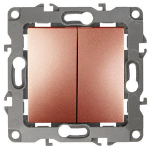 12-1104-14  ЭРА Выключатель двойной, 10АХ-250В, IP20, Эра12, медь