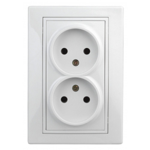 1Э-204-01  Intro Розетка 2X2P Schuko, 16А-250В, СУ, б.л., Plano, белый