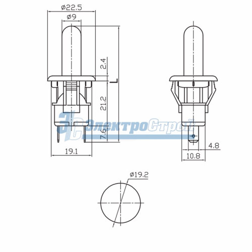 Выключатель-кнопка 250V 2.5А (2с) ON-(OFF)  Б/Фикс  белый (мебельная)  REXANT