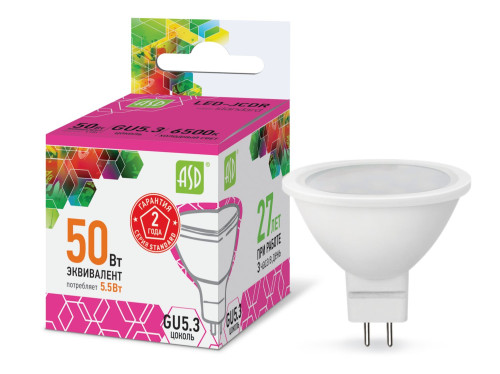 Лампа светодиодная LED-JCDR-standard 5.5Вт 230В GU5.3 6500К 495Лм ASD