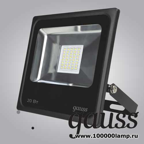 Прожектор светодиодный Gauss Elementary 20W 1320lm IP65 6500К черный 1/20