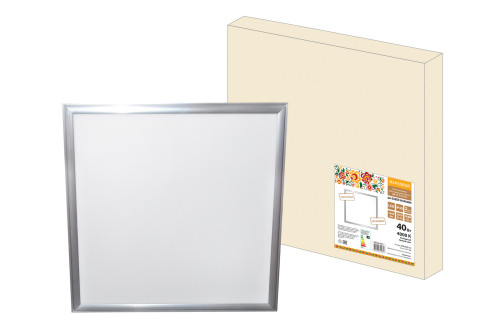 Ультратонкая светодиодная панель ЛП 02 595х595, 3200 лм 40 Вт 4000 К хром, без драйвера, Народная