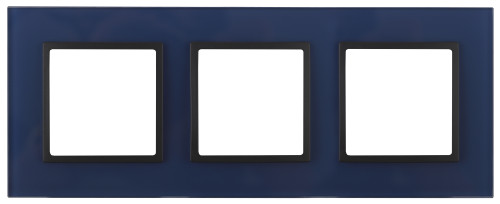 14-5103-29  ЭРА Рамка на 3 поста, стекло, Эра Elegance, синий+антр