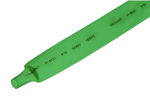 Трубка термоусаживаемая ТУТ нг 15,0/7,5мм, зеленая, упаковка 50 шт. по 1м REXANT
