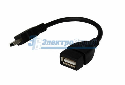 USB кабель OTG mini USB на USB   шнур 0.15M черный REXANT