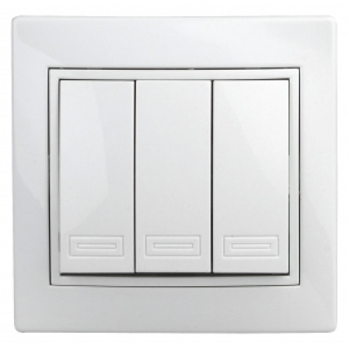 1-106-01  Intro Выключатель тройной, 10А-250В, IP20, СУ, Plano, белый