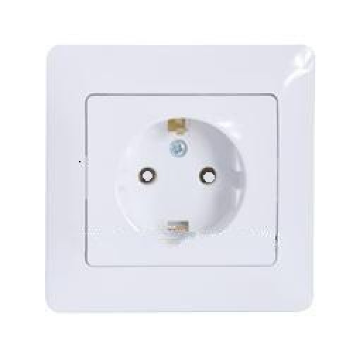 GLOSSA РОЗЕТКА с заземлением со шторками, 16А, в сборе, БЕЛЫЙ