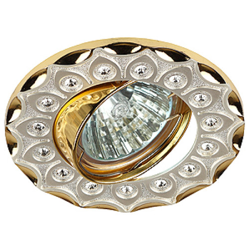 Светильник KL37А GD/SL  ЭРА литой пов. cо стразами MR16,12V/220V, 50W  золото/серебро