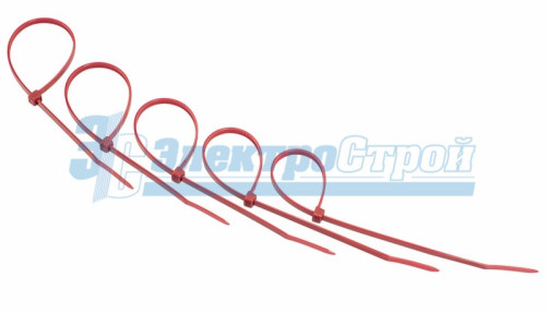 Хомут nylon 200 x 3,6 мм 25шт красный  REXANT