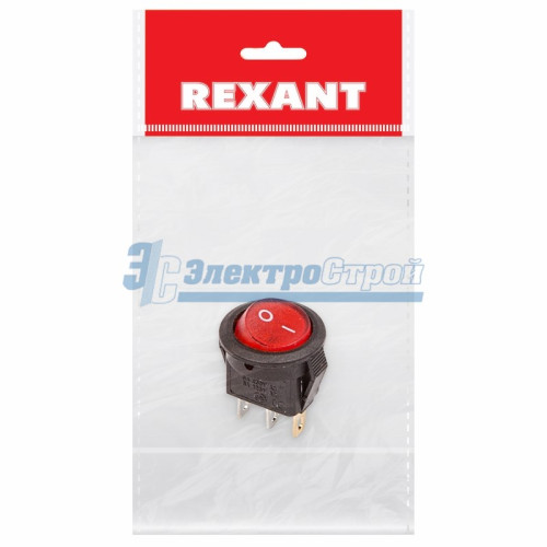 Выключатель клавишный круглый 250V 3А (3с) ON-OFF красный  с подсветкой  Micro  (RWB-106, SC-214)  R