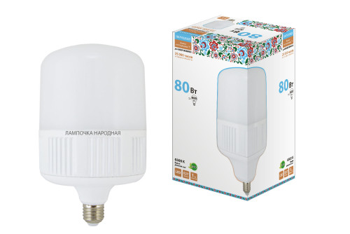 Лампа светодиодная T-80 Вт-230 В-6500 К–E27 (160x265 мм) НАРОДНАЯ
