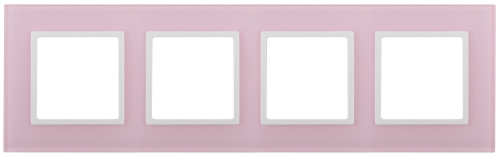 14-5104-30  ЭРА Рамка на 4 поста, стекло, Эра Elegance, розовый+бел