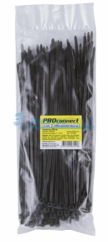 Хомут nylon 200 x 3,6 мм 100 шт чёрный  PROconnect