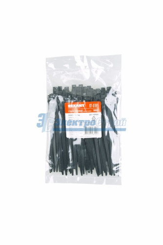 Хомут усиленный с двойным горизонтальным замком nylon-12  180 x 9мм 100 шт чёрный  REXANT