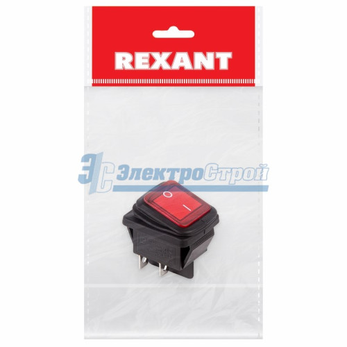 Выключатель клавишный 250V 15А (4с) ON-OFF красный  с подсветкой  ВЛАГОЗАЩИТА  (RWB-507)  REXANT Инд