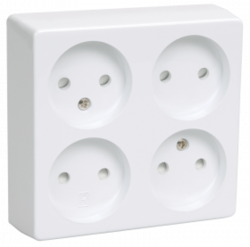 РС24-2-ББ Розетка четырехместная без з/к для открытой установки