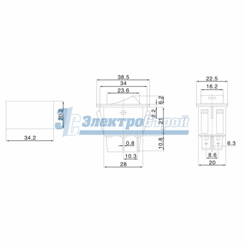 Выключатель клавишный 12V 35А (4с) ON-OFF  с красной подсветкой  (ASW-17D)  REXANT Индивидуальная уп