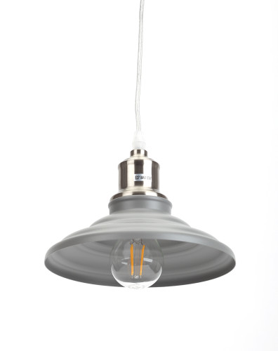 Подвес PL4 GR/SN  ЭРА металл, E27, max 40W, d203 мм, шагрень серый/сатин никель