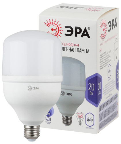 Лампа светодиодная ЭРА STD LED POWER T80-20W-6500-E27 E27 20Вт колокол холодный дневной свет