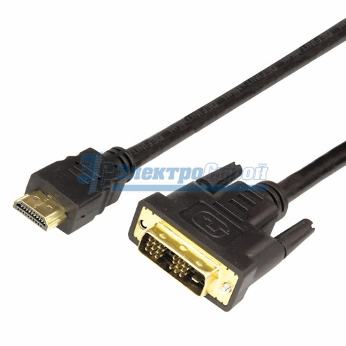 Шнур  HDMI - DVI-D  gold  5М  с фильтрами  REXANT