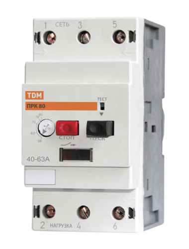 Пускатель ПРК80-1,6 In=1,6A Ir=1-1,6A Ue 660В TDM