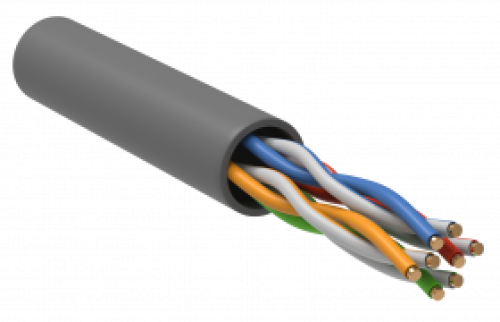 ITK Кабель связи витая пара U/UTP, кат.5E 4х2х24AWG solid, PVC, 305м, серый
