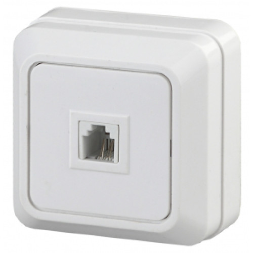 2-302-01  Intro Розетка телефонная RJ11, IP20, ОУ, Quadro, белый