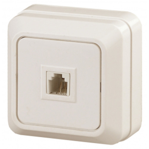 2-302-02  Intro Розетка телефонная RJ11, IP20, ОУ, Quadro, сл.кость