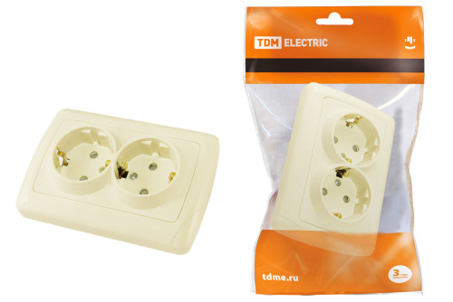 Розетка двойная 2П+З 16А 250В с защ. шт. сл. кость 