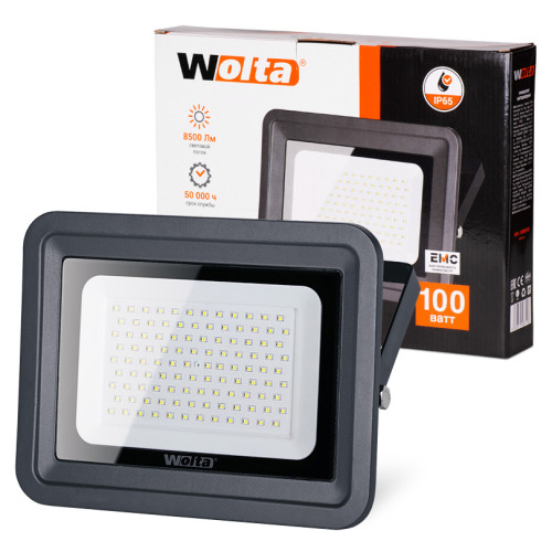 Светодиодный прожектор WOLTA WFL-100W/06 100Вт 5700К IP65 9000лм серый 310x279/230x40 1/5