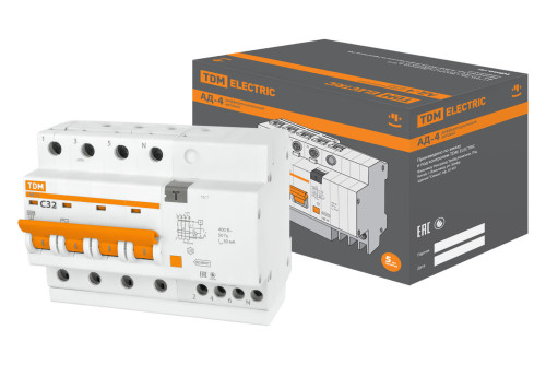 Диф.автомат АД-4 4Р 32А  30мА TDM