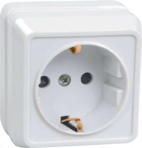 РС20-3-ОБ Розетка 1местн. c з/к 16А откр.уст. ОКТАВА (белый)
