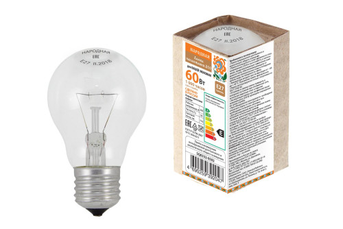 Лампа накаливания А50 230-60 Е27 Народная 