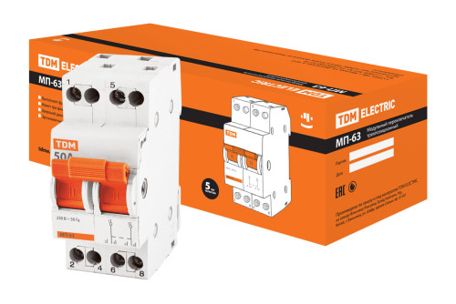 Модульный переключатель трехпозиционный МП-63 2P 50А TDM