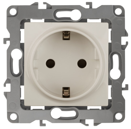 12-2011-02  ЭРА Розетка 2P+E Schuko, 16A-250В, IP20, винт, без м.лапок, Эра12, слоновая кость