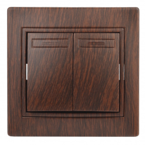 1-104-10  Intro Выключатель двойной, 10А-250В, IP20, СУ, Plano, венге