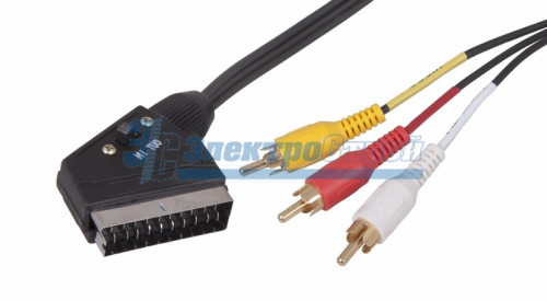 Шнур SCART Plug - 3RCA Plug  с переключателем  1.5М  REXANT