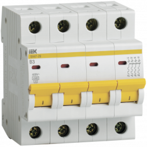 Авт. выкл. ВА47-29 4Р 3А 4,5кА х-ка  В ИЭК