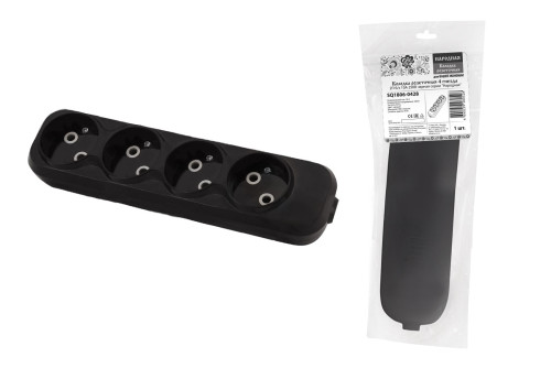 Колодка розеточная 4 гнезда 2П б/з 10А 250В черная серии 