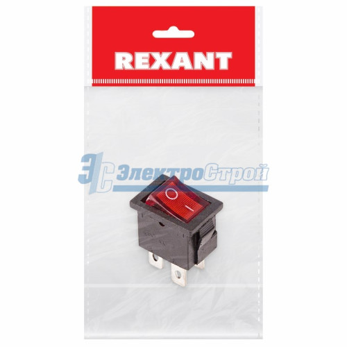 Выключатель клавишный 250V 6А (4с) ON-OFF красный  с подсветкой  Mini  (RWB-207, SC-768)  REXANT Инд