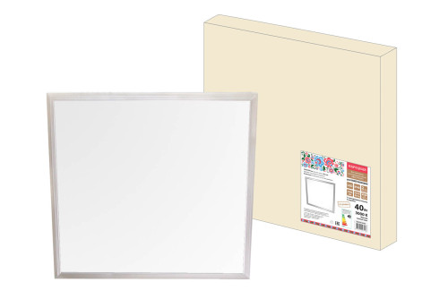 Ультратонкая светодиодная панель серии СВО 595х595, 40 Вт, 3000 К, хром, Народная