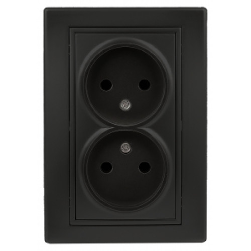 1-204-05 Intro Розетка 2х2P, 16А-250В, IP20, СУ, Plano, антрацит (10/100/1500)