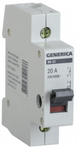 Выключатель нагрузки (мини-рубильник) ВН-32 1Р 20А GENERICA