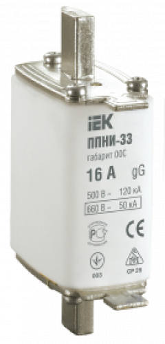 Плавкая вставка предохранителя ППНИ-33, габарит 00С,  16А   ИЭК