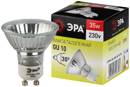 Лампа галогенная GU10-JCDR (MR16) -35W-230V  ЭРА (галоген, софит, 35Вт, нейтр, GU10)