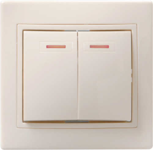 ВС10-2-1-ККм Выключатель 2кл с инд. 10А КВАРТА (кремовый)