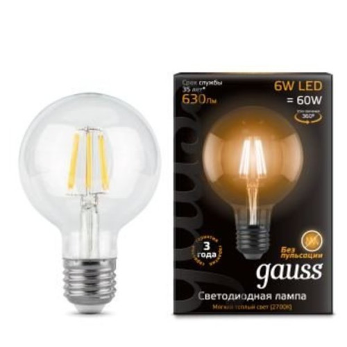 Лампа Gauss LED Filament G95 E27 6W 2700K 1/20