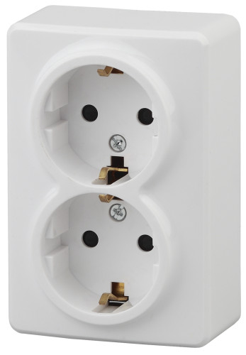 11-2206-01  ЭРА Розетка 2х2P+E Schuko со шторками, 16A-250В, IP20, ОУ, Эра Эксперт, белый